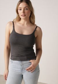 Born2be - Szary Wiskozowy Top z Podwójnymi Ramiączkami Hendrea. Okazja: na co dzień. Kolor: szary. Materiał: wiskoza. Długość rękawa: na ramiączkach. Styl: casual, elegancki #5