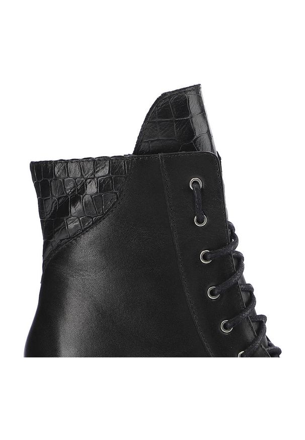 Czarne Botki Libero Damskie Eleganckie Buty. Okazja: na co dzień. Kolor: czarny. Materiał: skóra. Szerokość cholewki: normalna. Wzór: gładki. Obcas: na koturnie