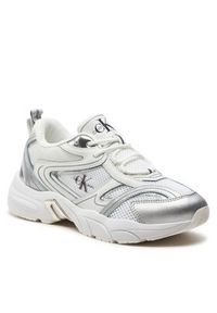 Calvin Klein Jeans Sneakersy Retro Tennis Low Lace Mh Ml Mr YW0YW01381 Biały. Kolor: biały. Materiał: skóra