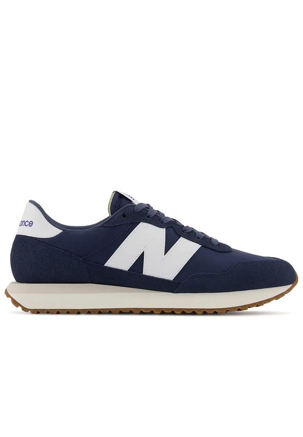 Buty New Balance MS237GB - granatowe. Okazja: na co dzień. Zapięcie: sznurówki. Kolor: niebieski. Materiał: guma, zamsz. Szerokość cholewki: normalna