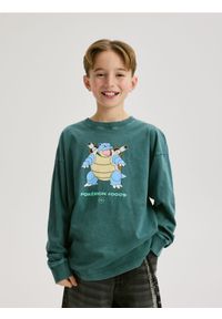 Reserved - Longsleeve Pokémon - ciemny turkus. Materiał: dzianina, bawełna. Długość rękawa: długi rękaw #1