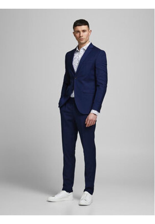 Jack & Jones - Jack&Jones Garnitur Franco 12181339 Granatowy Super Slim Fit. Kolor: niebieski. Materiał: syntetyk