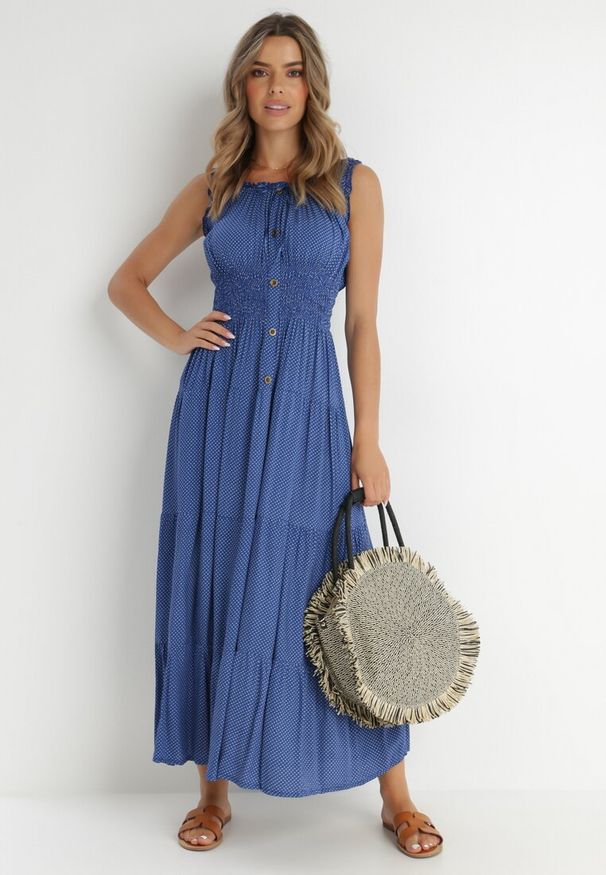 Born2be - Niebieska Sukienka Abill. Kolor: niebieski. Długość rękawa: bez rękawów. Sezon: lato. Styl: boho, wakacyjny. Długość: maxi