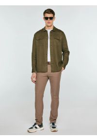 Big-Star - Spodnie męskie chinosy beżowe Erhati 801. Okazja: na co dzień. Kolor: beżowy. Materiał: tkanina. Wzór: nadruk, haft. Styl: casual #2