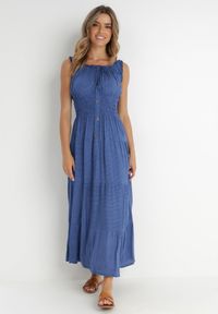 Born2be - Niebieska Sukienka Abill. Kolor: niebieski. Długość rękawa: bez rękawów. Sezon: lato. Styl: wakacyjny, boho. Długość: maxi