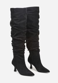 Renee - Czarne Kozaki w Stylu Slouchy na Szpilce Wiolisse. Okazja: na co dzień. Kolor: czarny. Materiał: jeans. Wzór: aplikacja. Obcas: na szpilce. Styl: casual #3
