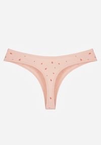 Renee - Jasnoróżowe Majtki Strongi z Drobnym Nadrukiem z Bawełną Clymeine. Kolor: różowy. Materiał: bawełna. Wzór: nadruk #3