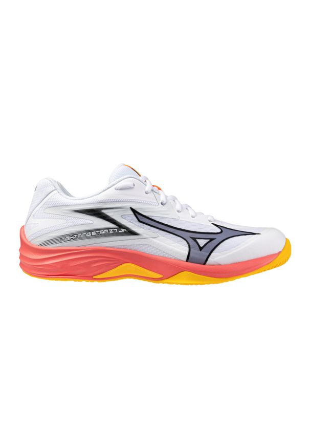 Mizuno - MIZUNO LIGHTNING STAR Z7 JR White/Coral AW25. Materiał: guma. Szerokość cholewki: normalna. Sport: siatkówka