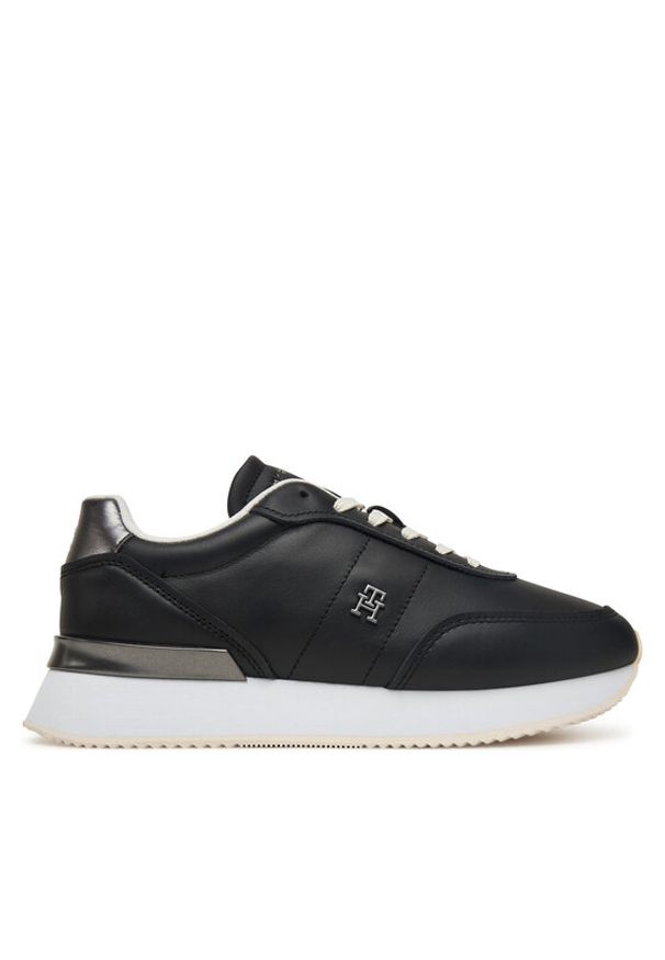 TOMMY HILFIGER - Tommy Hilfiger Sneakersy Chic Fashion Runner FW0FW08695 Czarny. Kolor: czarny. Materiał: skóra