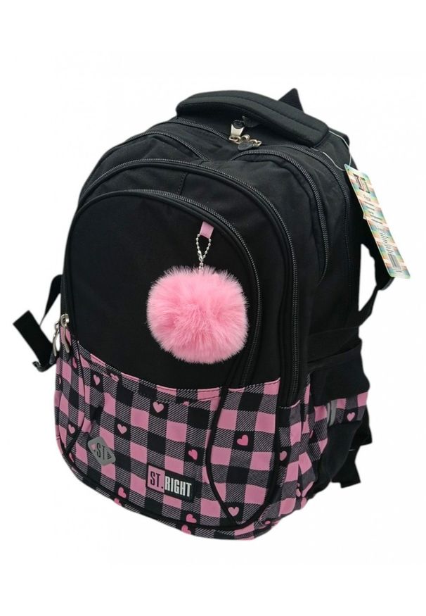 St. Majewski - PLECAK 29X45X13 1ZAM 4KIESZ STRIGHT PINK CHECKRE