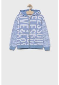Guess - Bluza dziecięca. Okazja: na co dzień. Typ kołnierza: kaptur. Kolor: niebieski. Materiał: bawełna, dzianina. Styl: casual #1