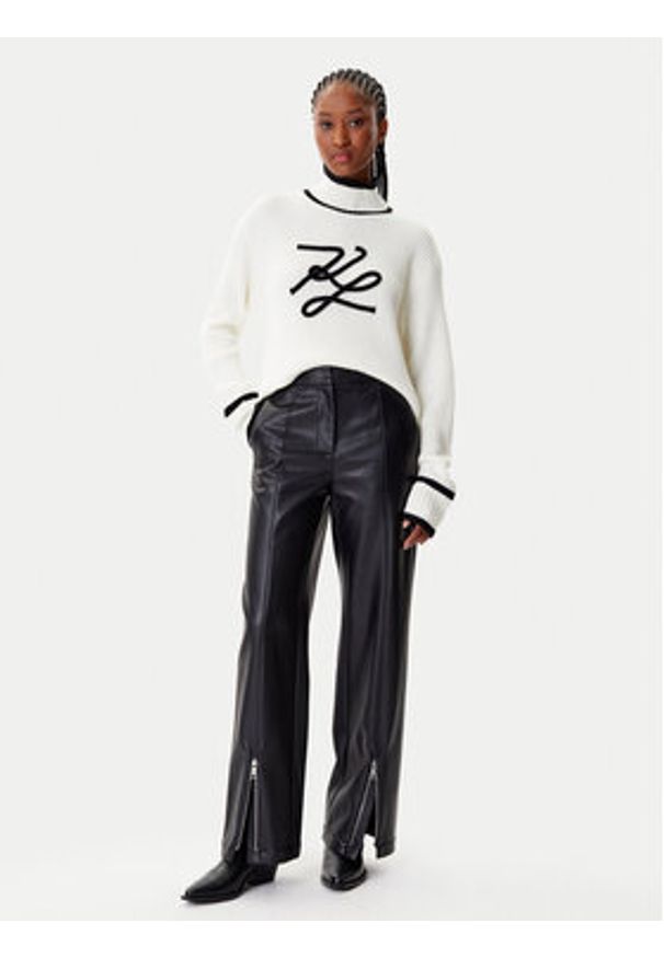 Karl Lagerfeld - KARL LAGERFELD Golf A4W18051 Biały Regular Fit. Typ kołnierza: golf. Kolor: biały. Materiał: wełna, syntetyk