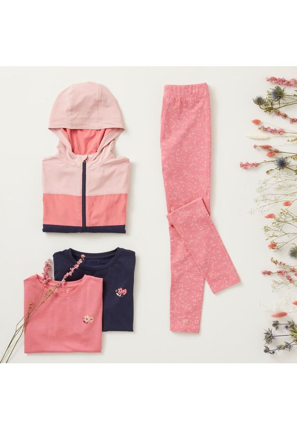 DOMYOS - Legginsy dziecięce Domyos 320. Kolor: różowy. Materiał: bawełna, materiał, elastan