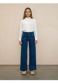 Sinsay - Jeansy wide leg z efektem sprania - granatowy. Kolor: niebieski #1