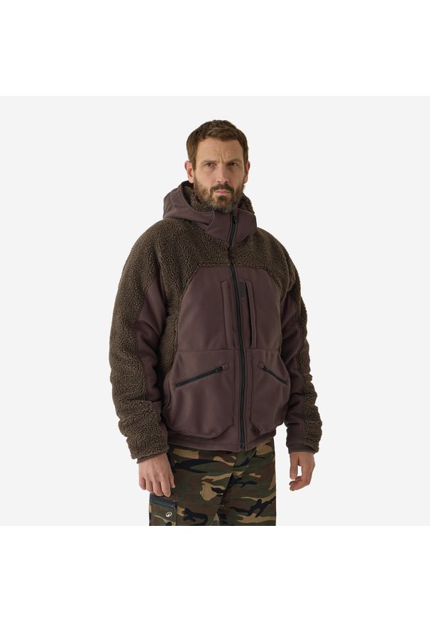 SOLOGNAC - Kurtka Solognac Warm 900. Kolor: brązowy. Materiał: materiał, polar. Długość: krótkie. Sport: outdoor