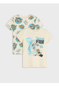 Sinsay - Koszulki Tom i Jerry 2 pack - kremowy. Kolor: kremowy. Materiał: bawełna. Wzór: nadruk #1
