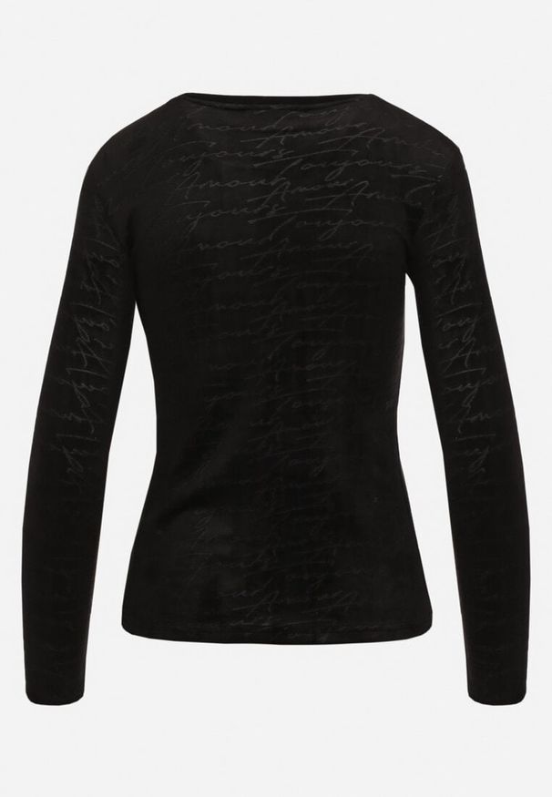 Born2be - Czarna Bluzka Ozdobiona Tłoczeniem Laorelle. Okazja: na spotkanie biznesowe, do pracy, na co dzień. Kolor: czarny. Materiał: jeans. Wzór: aplikacja. Styl: biznesowy, casual, elegancki