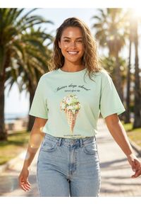 Sinsay - Koszulka z krótkim rękawem - zielony. Kolor: zielony. Długość rękawa: krótki rękaw. Długość: krótkie #1