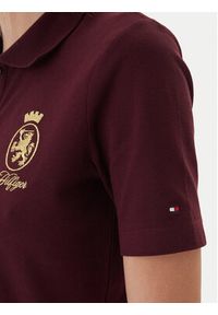 TOMMY HILFIGER - Tommy Hilfiger Polo Gold Crest WW0WW47315 Bordowy Regular Fit. Typ kołnierza: polo. Kolor: czerwony. Materiał: bawełna #2