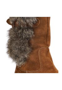 Brązowe Kozaki Pollonus Ocieplane Skórzane Buty Damskie. Kolor: brązowy. Materiał: skóra. Szerokość cholewki: normalna. Sezon: zima. Obcas: na platformie #4