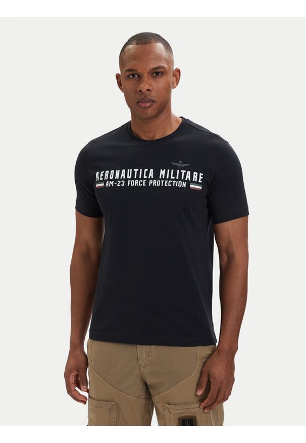 Aeronautica Militare T-Shirt 261TS1942UJ00538 Granatowy Regular Fit. Kolor: niebieski. Materiał: bawełna