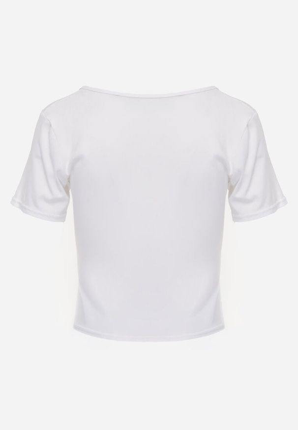 Renee - Biały Top z Bawełny Ozdobiony Guzikami przy Dekolcie Nediva. Okazja: na co dzień. Kolor: biały. Materiał: bawełna. Wzór: aplikacja. Styl: casual