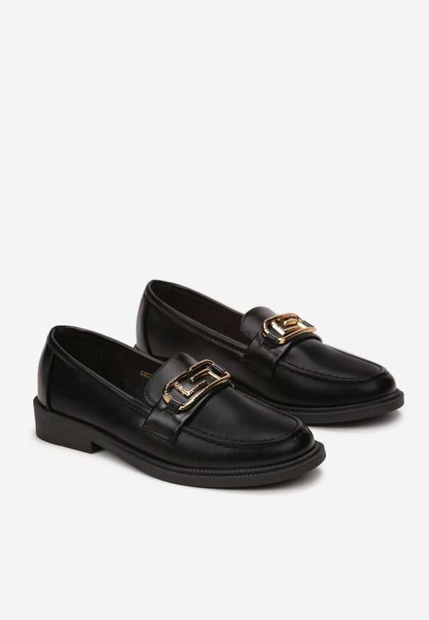 Born2be - Czarne Mokasyny z Klamerką Solomia. Okazja: na co dzień. Kolor: czarny. Styl: elegancki, casual