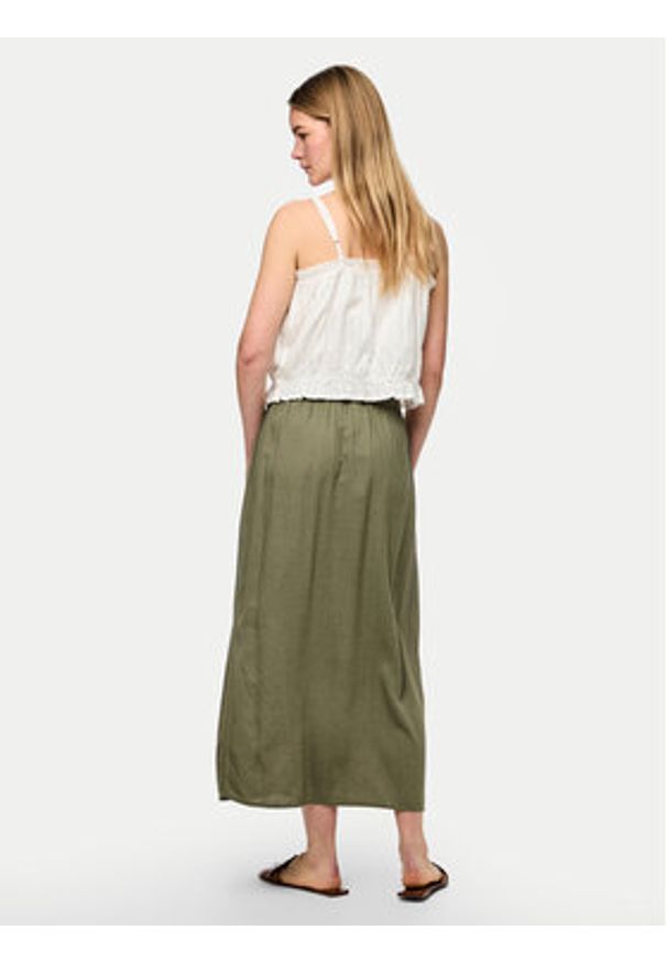 Pieces Spódnica midi Pia 17151888 Zielony Regular Fit. Kolor: zielony. Materiał: wiskoza, len