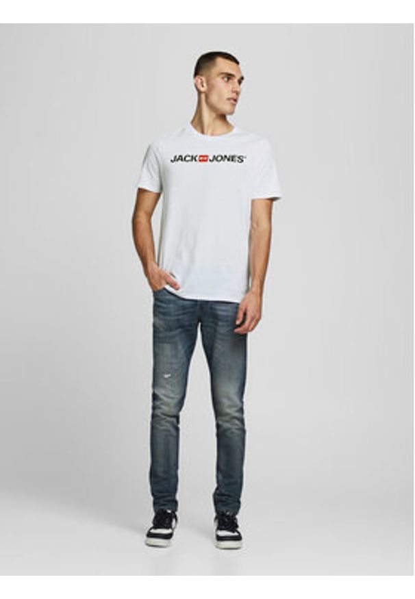 Jack & Jones - Jack&Jones T-Shirt Corp Logo 12137126 Biały Slim Fit. Kolor: biały. Materiał: bawełna