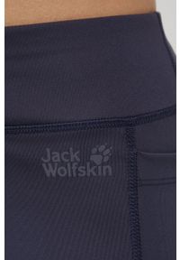 Jack Wolfskin legginsy sportowe Hike Lite damskie kolor granatowy gładkie. Kolor: niebieski. Materiał: materiał, skóra, włókno, dzianina. Wzór: gładki. Styl: sportowy