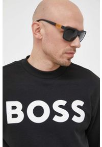 BOSS Orange - Boss Orange bluza bawełniana męska kolor czarny z nadrukiem. Kolor: czarny. Materiał: bawełna. Wzór: nadruk #5