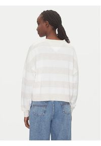 Tommy Jeans Kardigan DW0DW20968 Beżowy Relaxed Fit. Kolor: beżowy. Materiał: bawełna