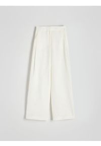 Reserved - Spodnie z lnu i wiskozy - biały. Kolor: biały. Materiał: len, wiskoza #1