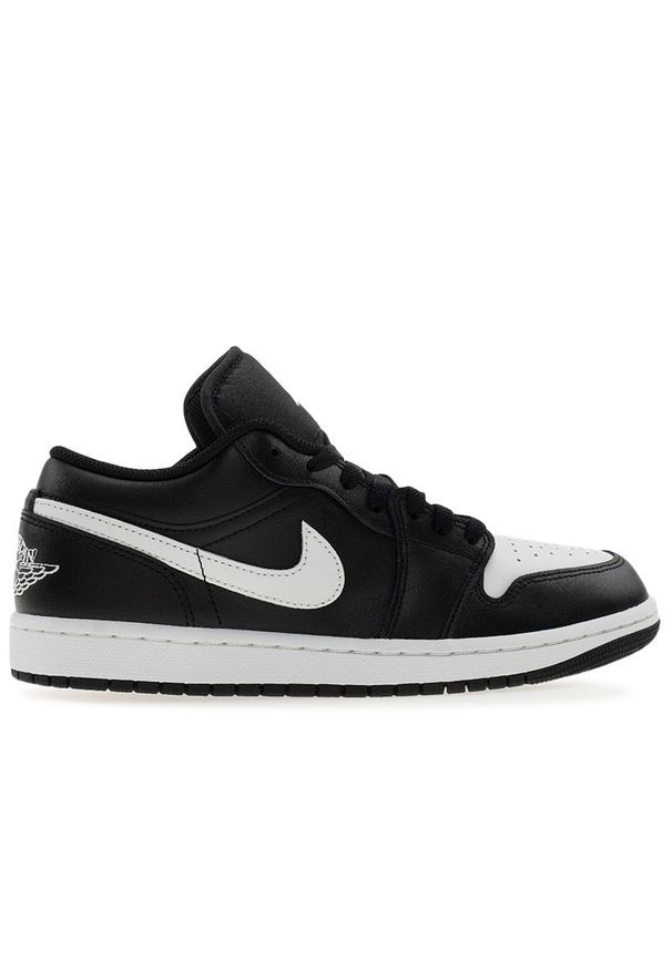 Buty męskie Nike Air Jordan 1 Low 553558-043 - czarno-białe. Kolor: czarny, biały, wielokolorowy. Materiał: skóra, guma. Szerokość cholewki: normalna. Sport: fitness