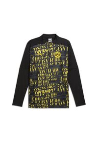 Puma - Męska bluza przedmeczowa z zamkiem 1/4 Borussia Dortmund PUMA. Kolor: czarny, żółty, wielokolorowy. Sport: piłka nożna