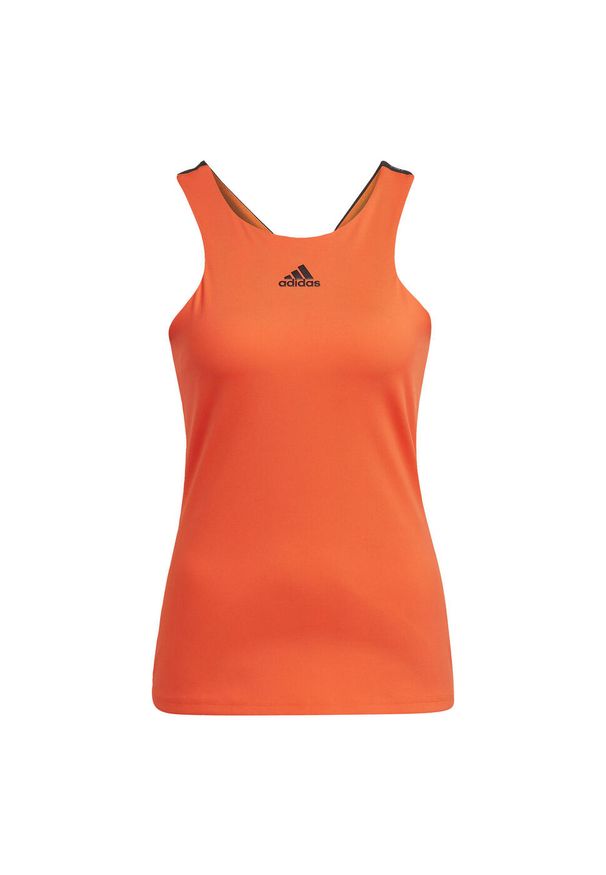 Adidas - Tennis Y-Tank Top. Kolor: wielokolorowy, pomarańczowy, czarny. Materiał: materiał. Sezon: lato. Sport: tenis, fitness