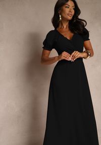 Renee - Czarna Sukienka z Bufiastymi Rękawami Dolirrea. Okazja: na co dzień. Kolor: czarny. Typ sukienki: proste. Styl: klasyczny, elegancki, casual #5