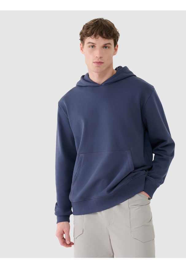 4f - 4F Bluza dresowa nierozpinana z kapturem męska - szara XL. Okazja: na co dzień. Typ kołnierza: kaptur. Kolor: szary. Materiał: dresówka. Wzór: ze splotem, napisy, nadruk, gładki. Styl: casual, sportowy, klasyczny