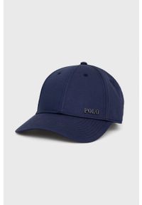 Polo Ralph Lauren czapka kolor granatowy gładka. Kolor: niebieski. Materiał: poliester. Wzór: gładki