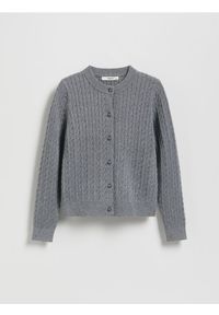 Reserved - Strukturalny kardigan z wiskozą - ciemnoszary. Kolor: szary. Materiał: wiskoza #1