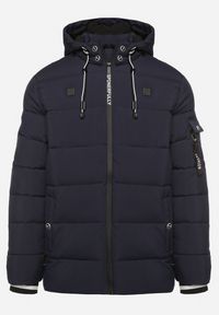 Born2be - Granatowa Pikowana Kurtka z Odpinanym Kapturem i Ściągaczami w Paski przy Rękawach Atinthea. Okazja: na co dzień. Kolor: niebieski. Materiał: jeans. Wzór: paski. Styl: elegancki, casual #8