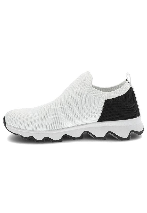 Big-Star - Białe Sneakersy Big Star Modne Buty Damskie. Okazja: na co dzień. Zapięcie: bez zapięcia. Kolor: biały. Materiał: dzianina, materiał. Szerokość cholewki: normalna. Wzór: nadruk, aplikacja