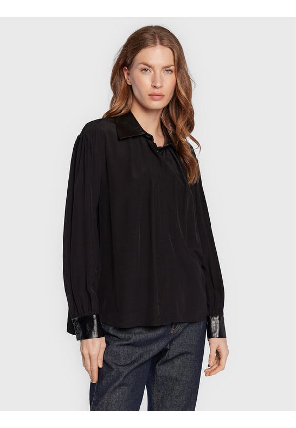 Sisley Koszula 56ICLQ02L Czarny Regular Fit. Kolor: czarny. Materiał: wiskoza