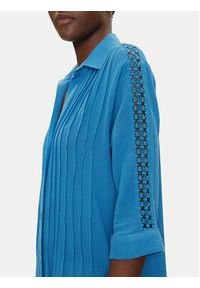 Iconique Sukienka koszulowa IC25-111 Niebieski Regular Fit. Kolor: niebieski. Materiał: bawełna. Typ sukienki: koszulowe #2