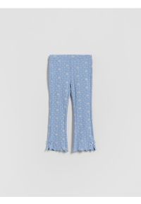 Reserved - Legginsy flare z kokardkami - jasnoniebieski. Kolor: niebieski. Materiał: tkanina, bawełna #1