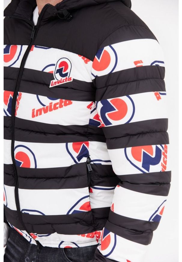 Invicta - INVICTA Puchowa kurtka męska w pasy i logo, Rozmiar XL. Kolor: wielokolorowy. Materiał: puch