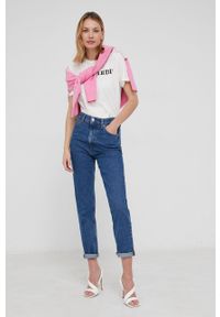 Trussardi Jeans - Trussardi T-shirt bawełniany. Okazja: na co dzień. Kolor: beżowy. Materiał: bawełna. Wzór: nadruk. Styl: casual #3