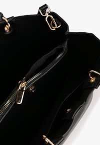 Born2be - Czarna Dwukomorowa Torebka Typu Shopper Ozdobiona Metalicznymi Aplikacjami Adorrive. Kolor: czarny. Wzór: aplikacja. Dodatki: z aplikacjami. Styl: elegancki