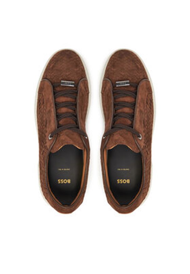 BOSS Sneakersy Gary 50538983 Brązowy. Kolor: brązowy. Materiał: zamsz, skóra