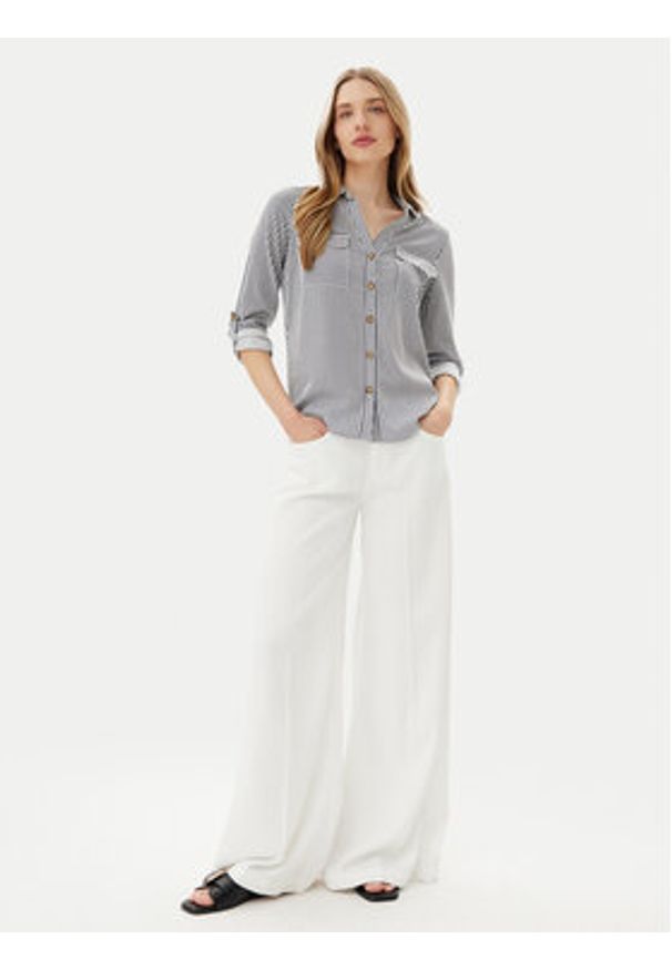 Vero Moda Koszula Bumpy 10275283 Granatowy Regular Fit. Kolor: niebieski. Materiał: wiskoza